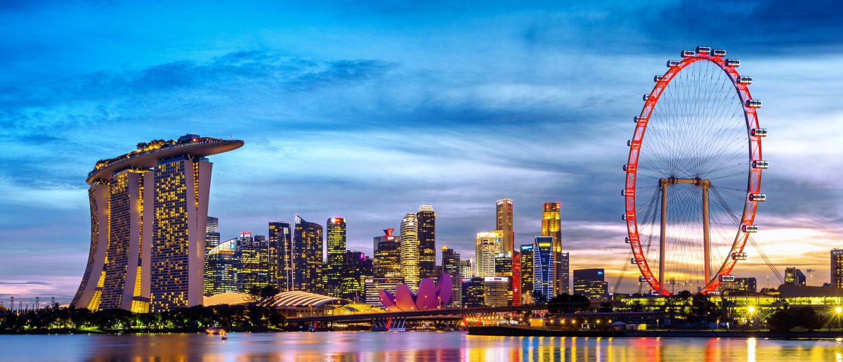 Singapore cityscape at twilight.